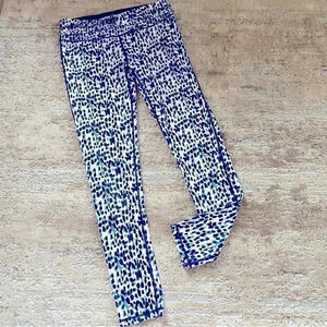 Phat Buddha Leopard Print Leggings Yoga Pants High Rise Purple White Blue: L